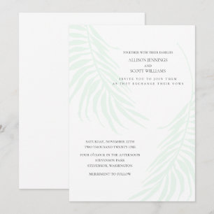 Convites Casamento Tropical Minimalista Verde e Branco Chic
