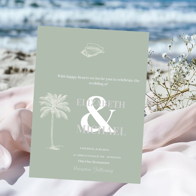 Convites Casamento Tropical Minimalista Verde Menta (Criador carregado)