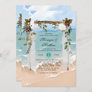 Convites Casamento Tropical Moderno da Praia Canopy