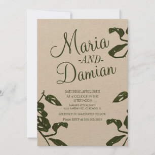 Convites Casamento Tropical Monstera Cheese Vine Kraft