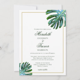 Convites Casamento Tropical Monstera Leaf Photo Beach