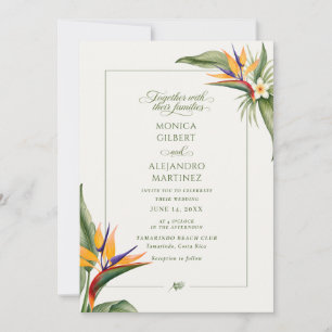 Convites Casamento Tropical na Praia com Ave do Paraíso