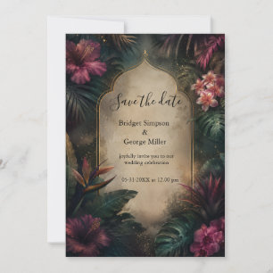 Convites Casamento Tropical Obscuro no Havaí Vintage