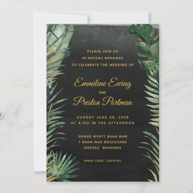 Convites Casamento Tropical Palm (Frente)