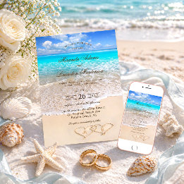 Convites Casamento Tropical Personalizado Elegante Oceano A