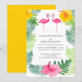 Convites Casamento Tropical Rosa Flamingo Personalizado