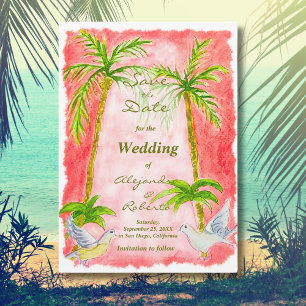 Convites Casamento Tropical Rústico em Aquarela Salve a Dat