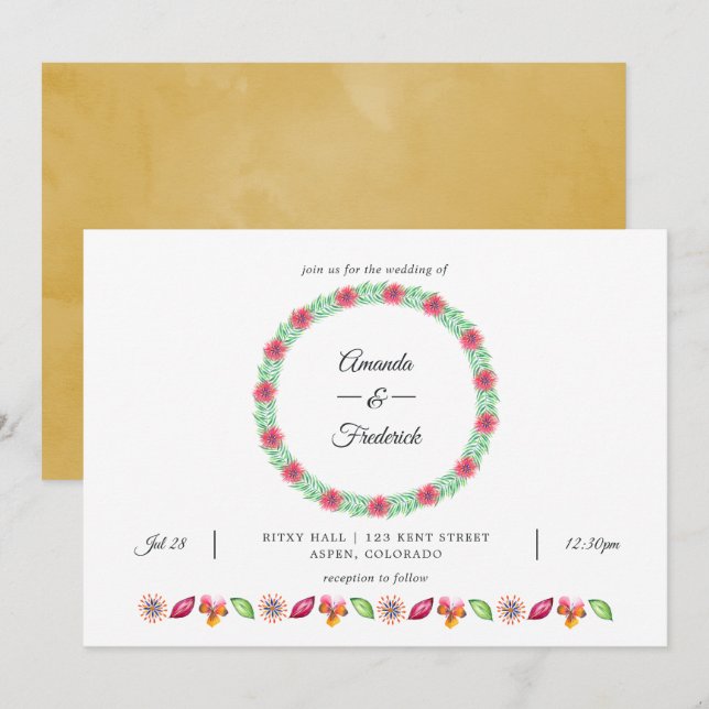 Convites Casamento Tropical Summer Beach (Frente/Verso)