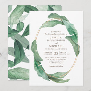 Convites Casamento tropical verde. Botânica de aquarela