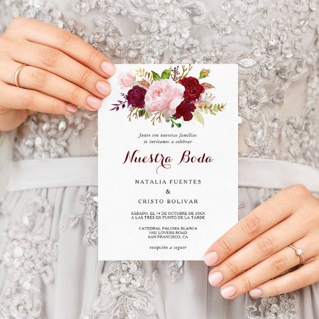 Convites Casamento Tropical Vermelha e Espanhol Romântico (Criador carregado)