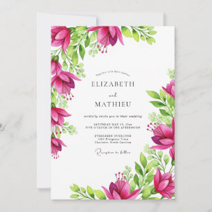 Convites Casamento Tropical Vibrante em Fuchsia