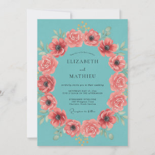 Convites Casamento Tropical Vibrante Turquesa