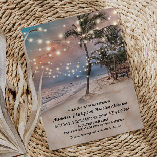 Convites Casamento Tropical Vintage Beach Lights