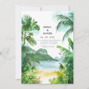 Convites Casamento Tropical Watercolor Phuket Tailândia