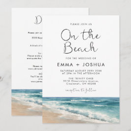 Convites Casamento Tudo em Um com Aquarela Moderna na Praia
