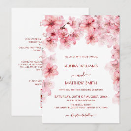 Convites Casamento Tudo-em-Um de Aquarela de Cerejeira em F