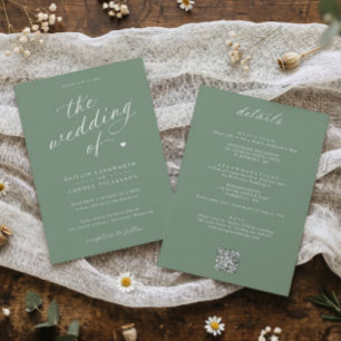 Convites Casamento Tudo em Um de Elegante Letra Cursiva Ver