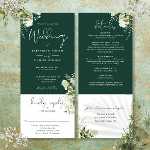 Convites Casamento Tudo Em Um Floral Botânico Esmeralda
