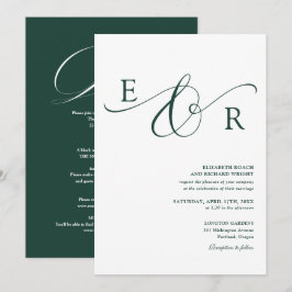 Convites Casamento Tudo Em Um Monograma Verde Esmeralda Chi