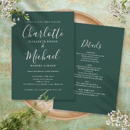 Convites Casamento Tudo Em Um Script Esmeralda Verde