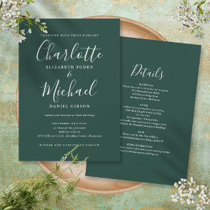 Convites Casamento Tudo Em Um Script Esmeralda Verde