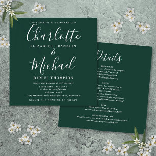 Convites Casamento Tudo Em Um Verde Esmeralda Roteiro Elega