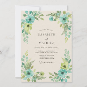 Convites Casamento Turquesa Folhagem Lime