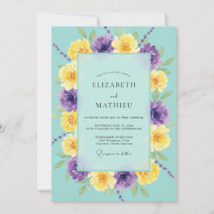 Convites Casamento Turquesa Violeta Ranunculus Eucalipto