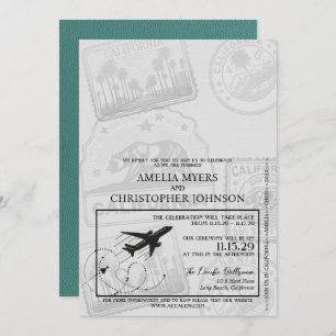 Convites Casamento Turquoise California Passport