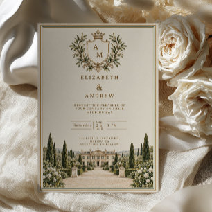 Convites Casamento Tuscan Crest Old Money