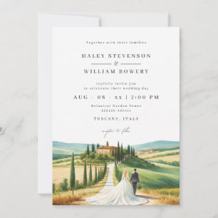 Convites Casamento Tuscany Ilustração Aquarela Skyline