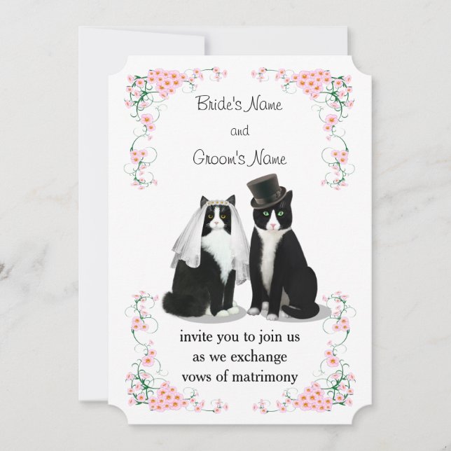 Convites Casamento Tuxedo Cat (Frente)
