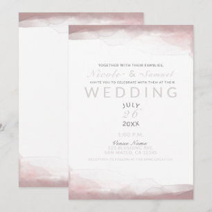 Convites Casamento Ultra Moderno Chic com Aquarela Rosa Enr