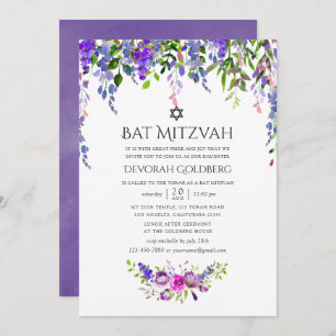 Convites Casamento Ultra Violet Watercolor Bat Mitzvah