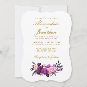 Convites Casamento Ultra Violeta De Púrpura De Água BR