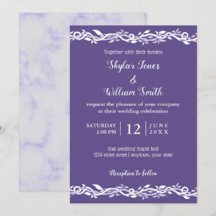 Convites Casamento Ultra Violeta Simples Roxo E Branco