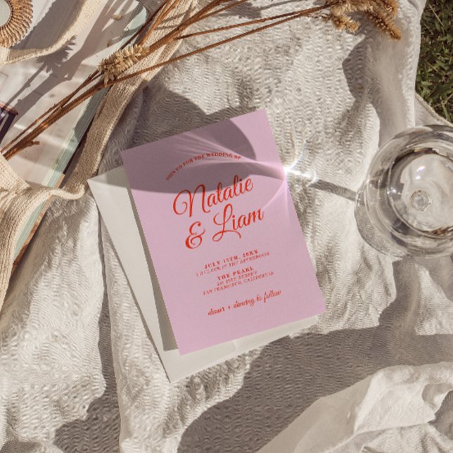 Convites Casamento Único Colorido de Brilho Moderno Retro F (Criador carregado)