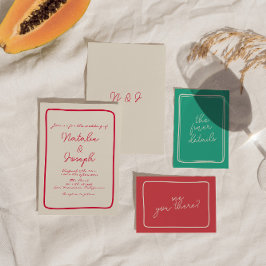 Convites Casamento Único Colorido Retro Brilhante Escrito À