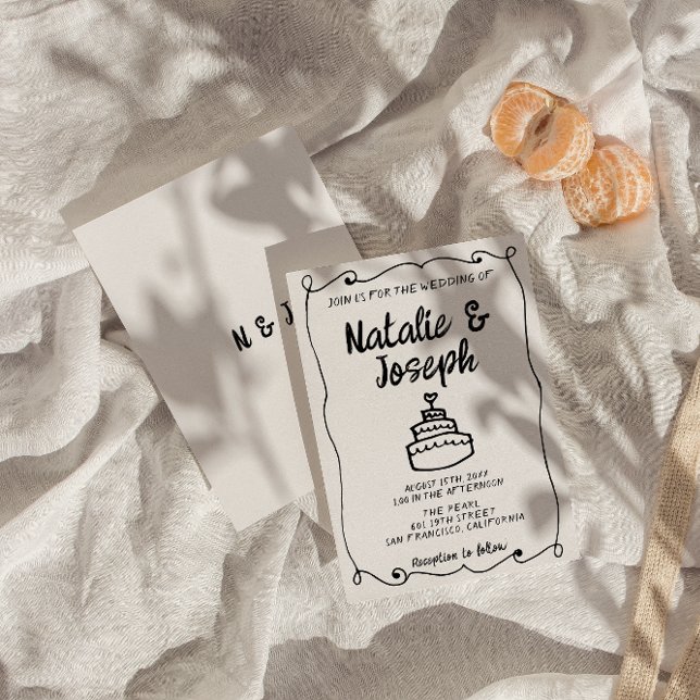 Convites Casamento Único Da Mola De Bolo Retrorna De Mão Mo (Criador carregado)