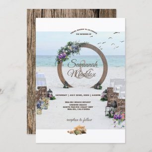 Convites Casamento Único das Flores de Praia de Wooden Arbo