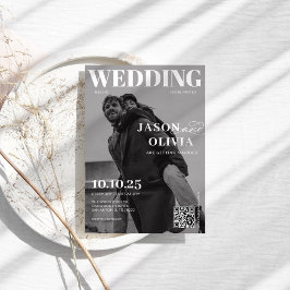 Convites Casamento Único de Foto em Preto e Branco do Cobri