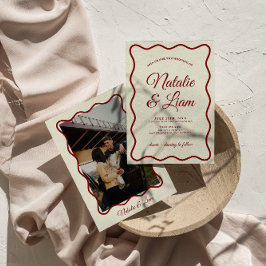 Convites Casamento Único De Foto Funky Retro-Ivory Bold Mod