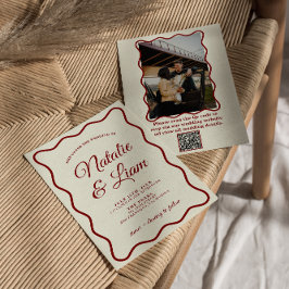 Convites Casamento Único De Foto Funky Retro-Ivory Bold Mod