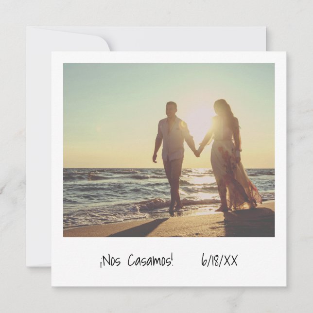 Convites Casamento Único de Foto Instantânea Retro (Frente)