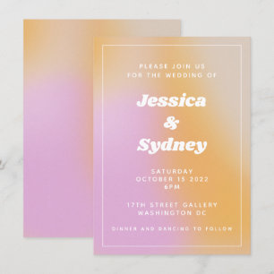 Convites Casamento Único de Gradiente Rosa-Abstrato Modern