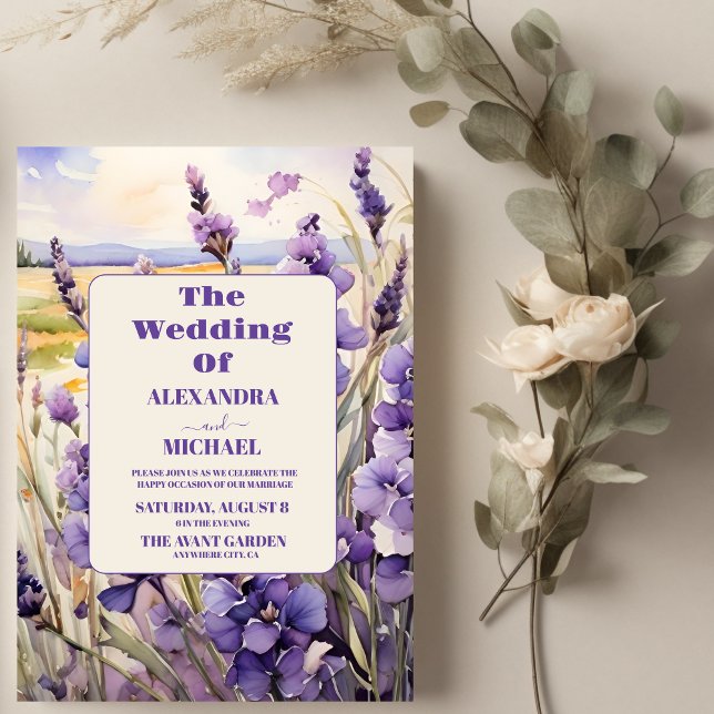 Convites Casamento único de lavanda floral (Criador carregado)