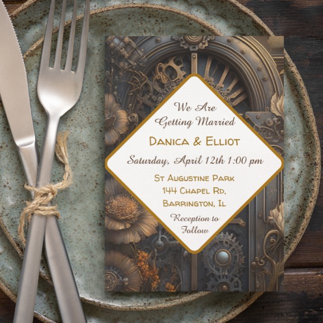 Convites Casamento Único do Cobre Steampunk (Criador carregado)