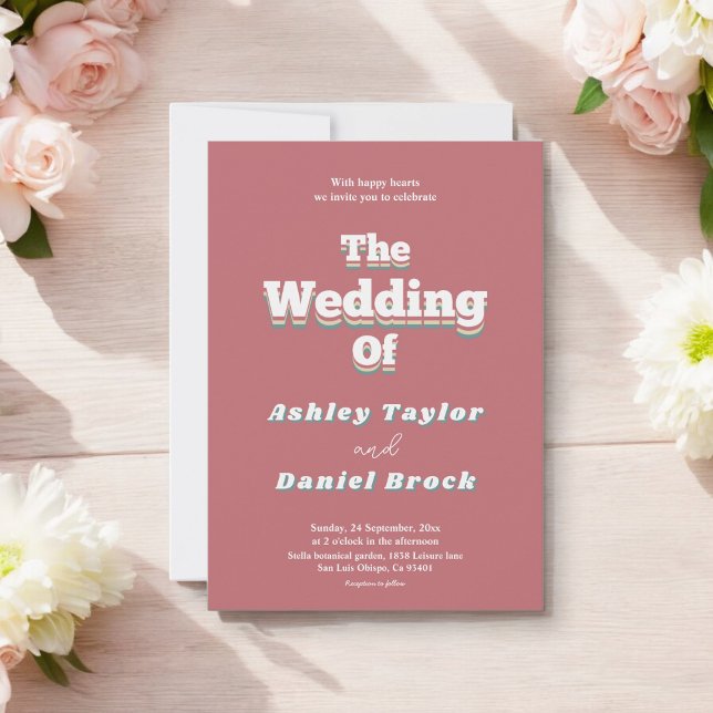 Convites Casamento Único do Groovy Retro 70s (Criador carregado)