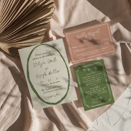 Convites Casamento Único Escrito Desenhado À Mão