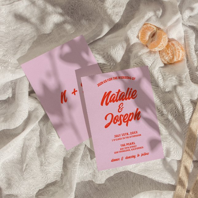 Convites Casamento Único Funky Laranja Cor-de-Rosa Laranja- (Criador carregado)